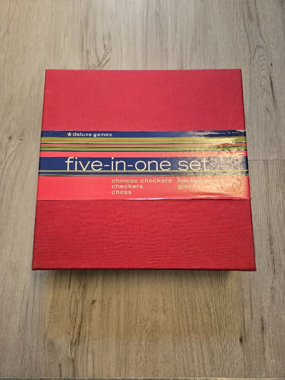 Deluxe Games Five-in-One Set featuring Chinese Checkers, Backgammon, Checkers, G